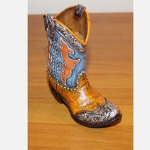 Miniature Western Cowboy Boot Figurine 4.5 Inch Rustic Home Decor Collectible